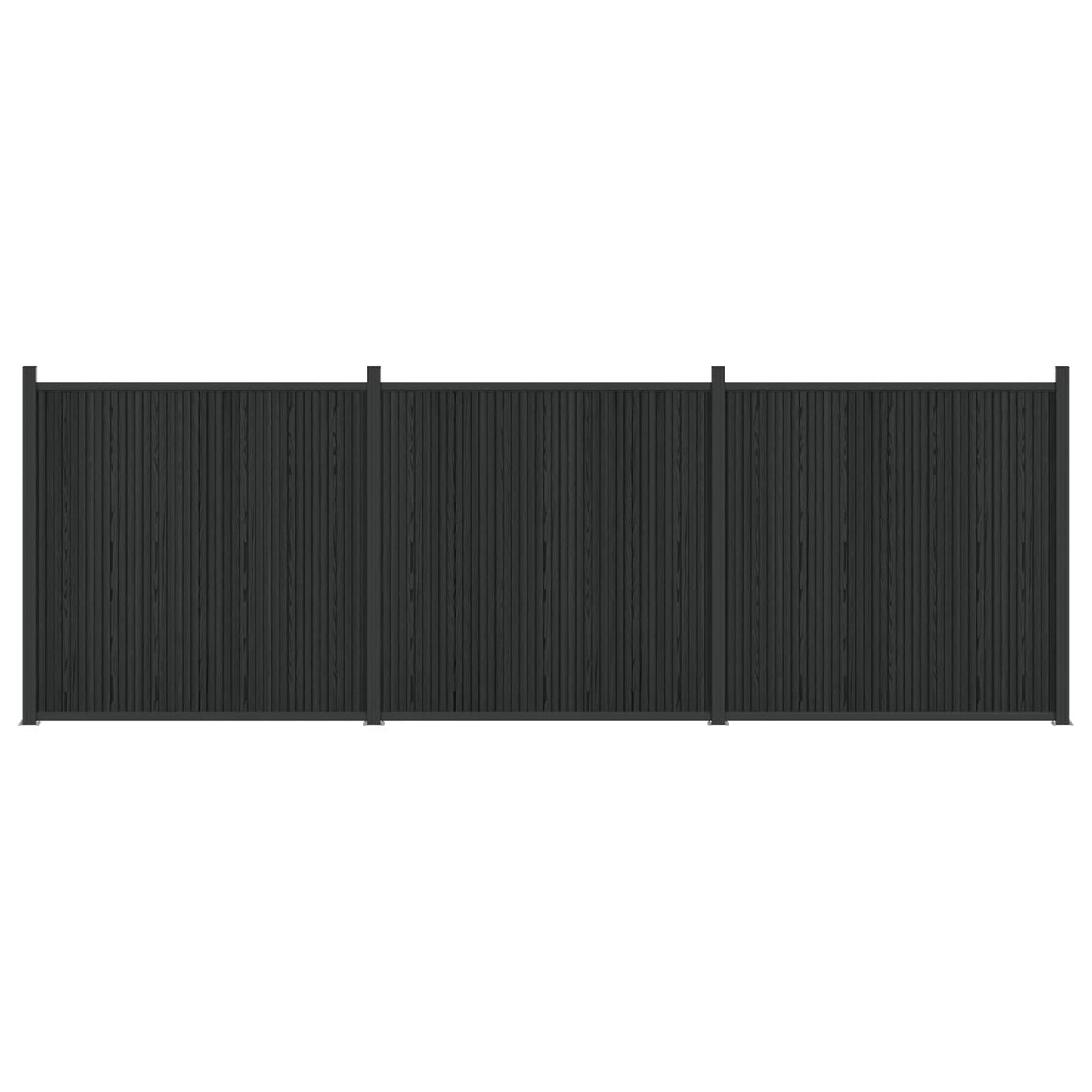 Hekpaneel 3 pcs WPC en Aluminium Zwart