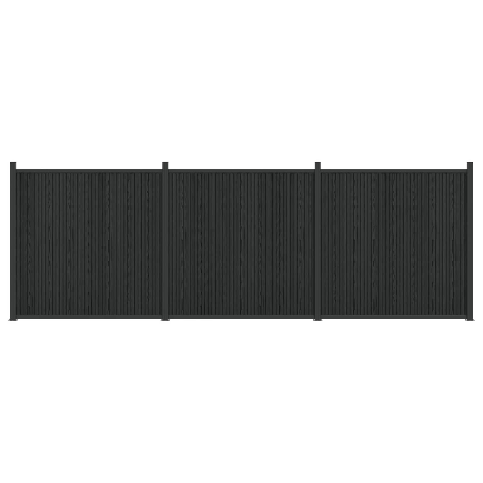 Hekpaneel 3 pcs WPC en Aluminium Zwart