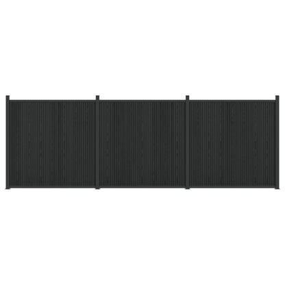 Hekpaneel 3 pcs WPC en Aluminium Zwart