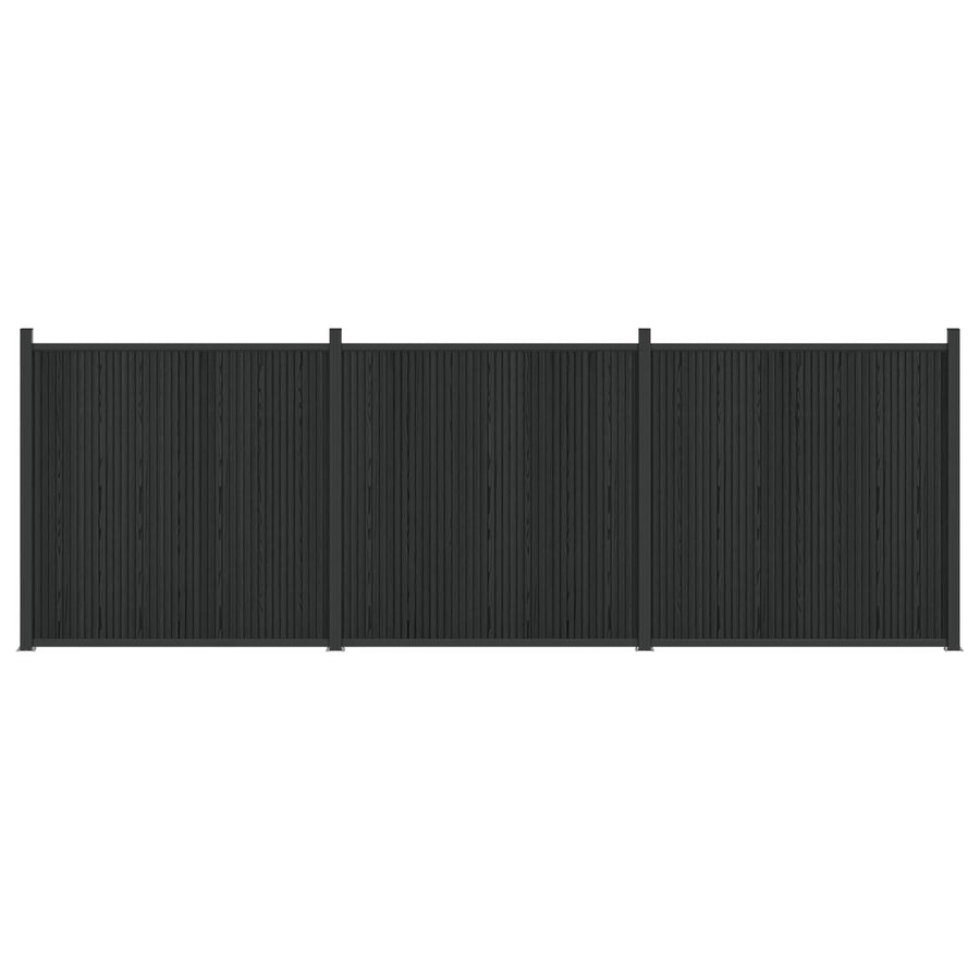 Hekpaneel 3 pcs WPC en Aluminium Zwart