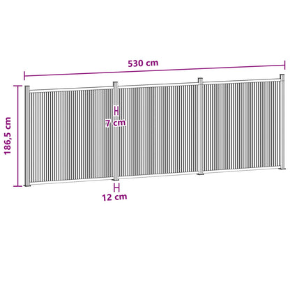 Hekpaneel 3 pcs WPC en Aluminium Zwart