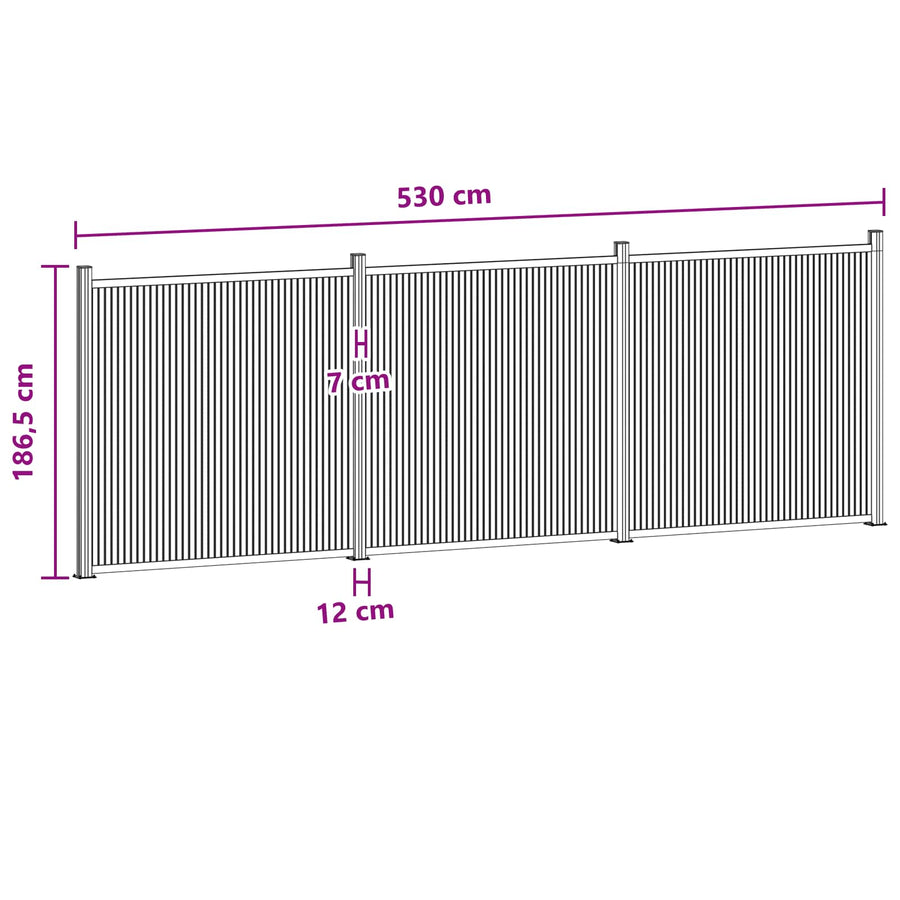 Hekpaneel 3 pcs WPC en Aluminium Zwart