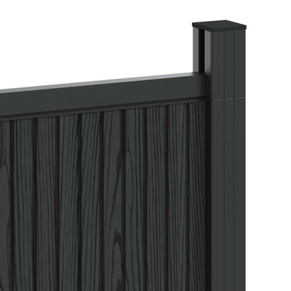 Hekpaneel 4 pcs WPC en Aluminium Zwart