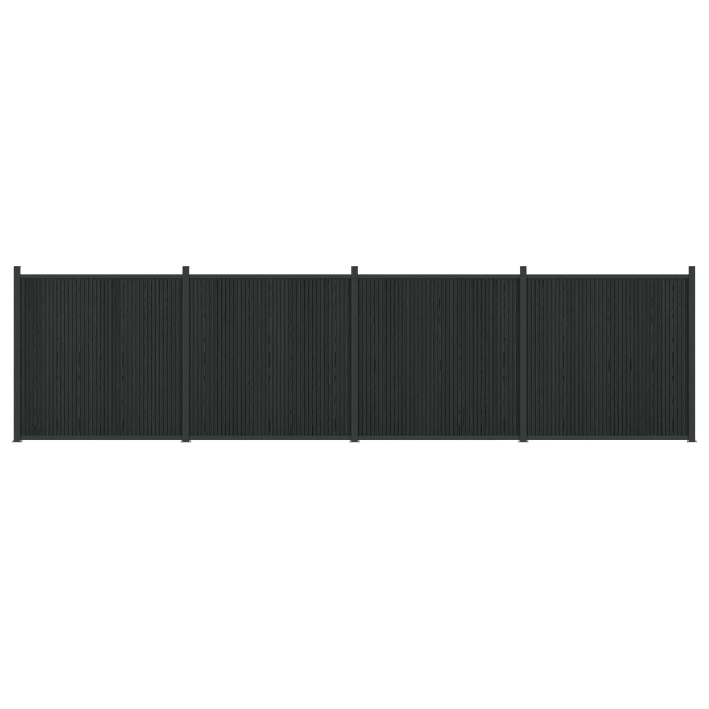Hekpaneel 4 pcs WPC en Aluminium Zwart