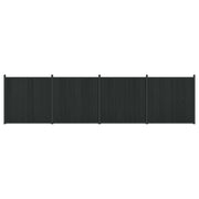 Hekpaneel 4 stuks WPC aluminium 705x186,5 cm zwart