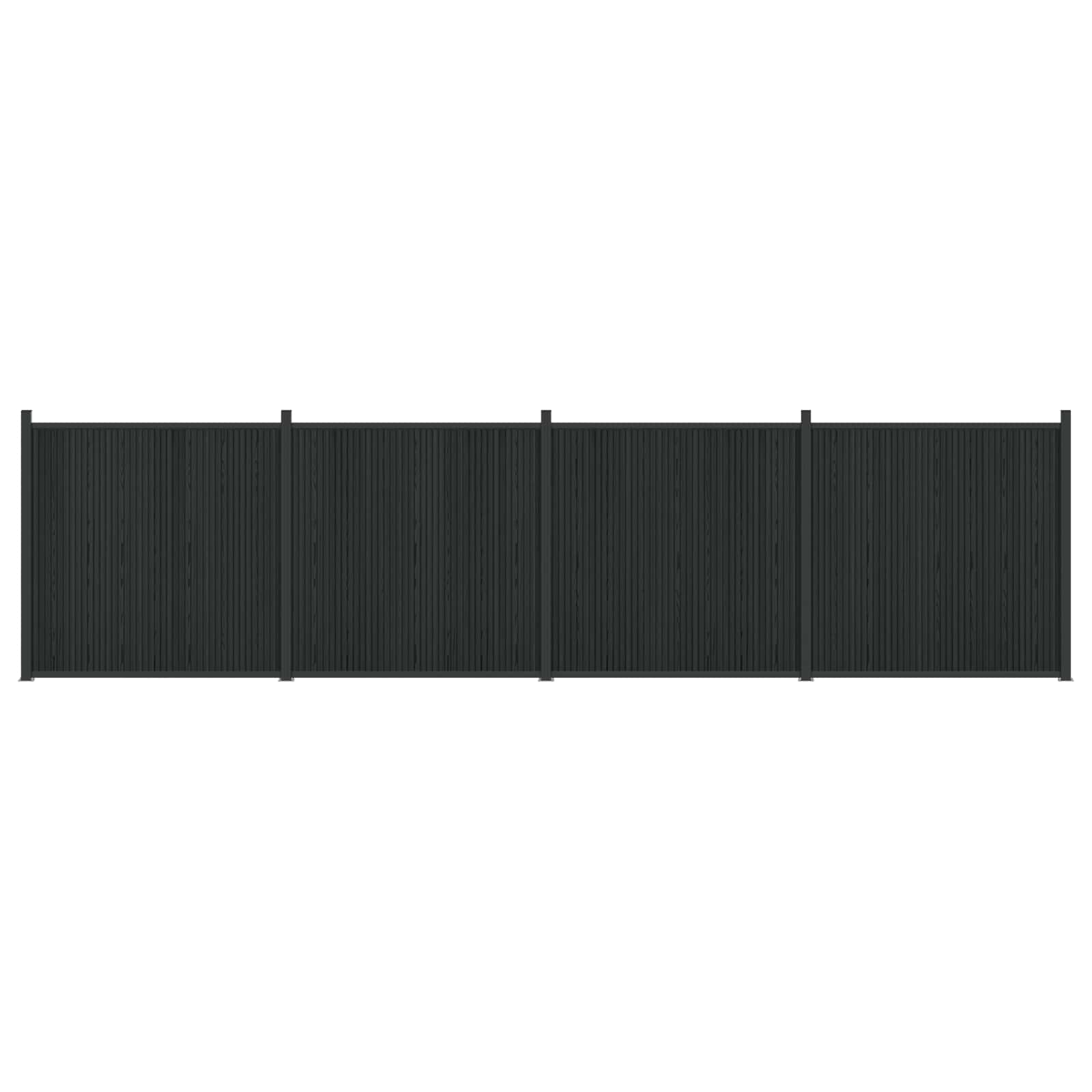 Hekpaneel 4 pcs WPC en Aluminium Zwart
