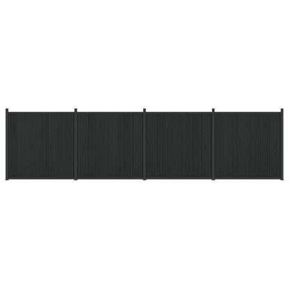 Hekpaneel 4 pcs WPC en Aluminium Zwart