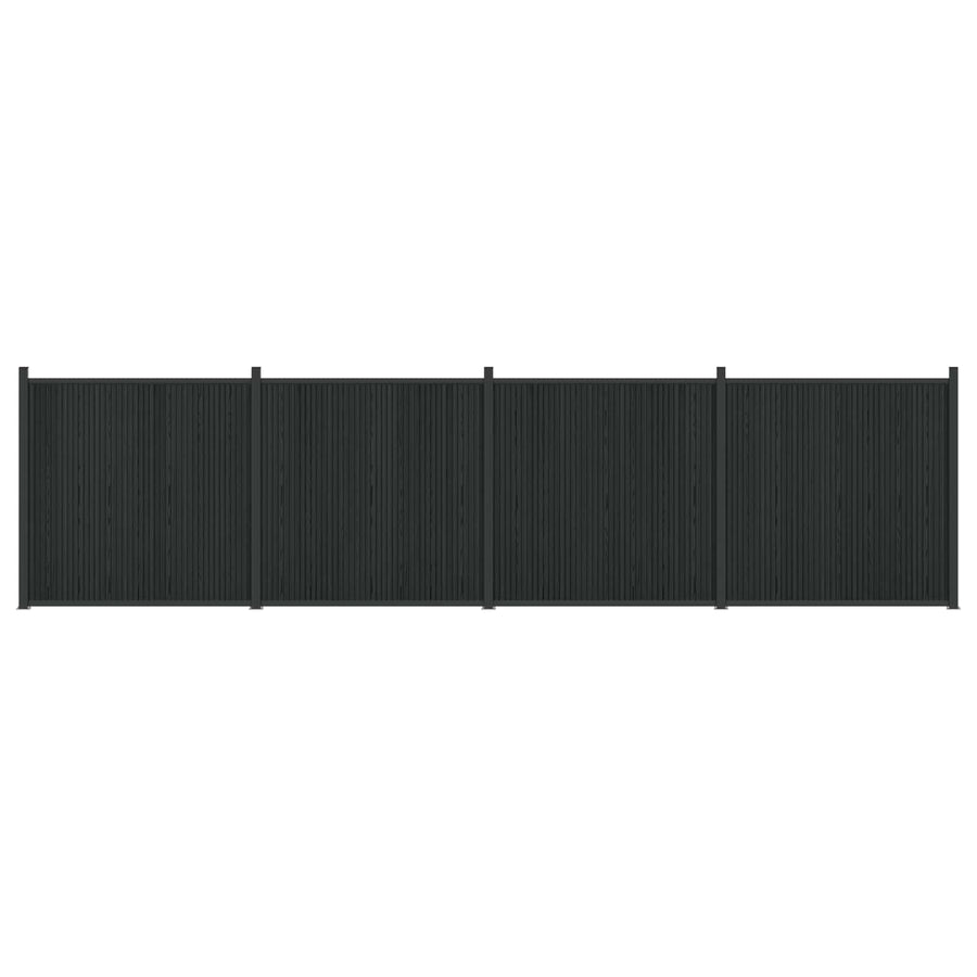 Hekpaneel 4 pcs WPC en Aluminium Zwart