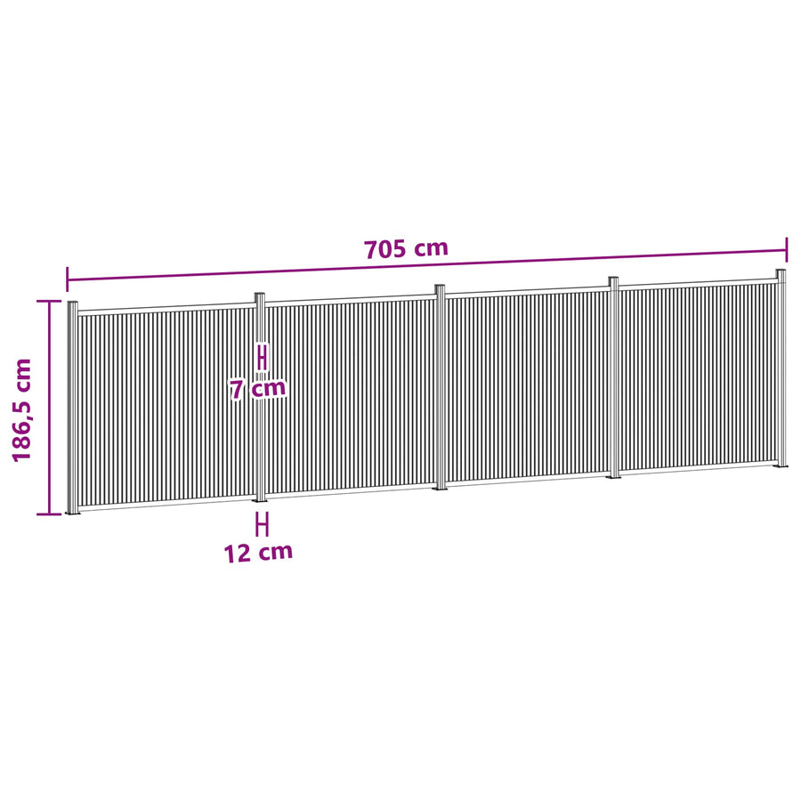 Hekpaneel 4 pcs WPC en Aluminium Zwart