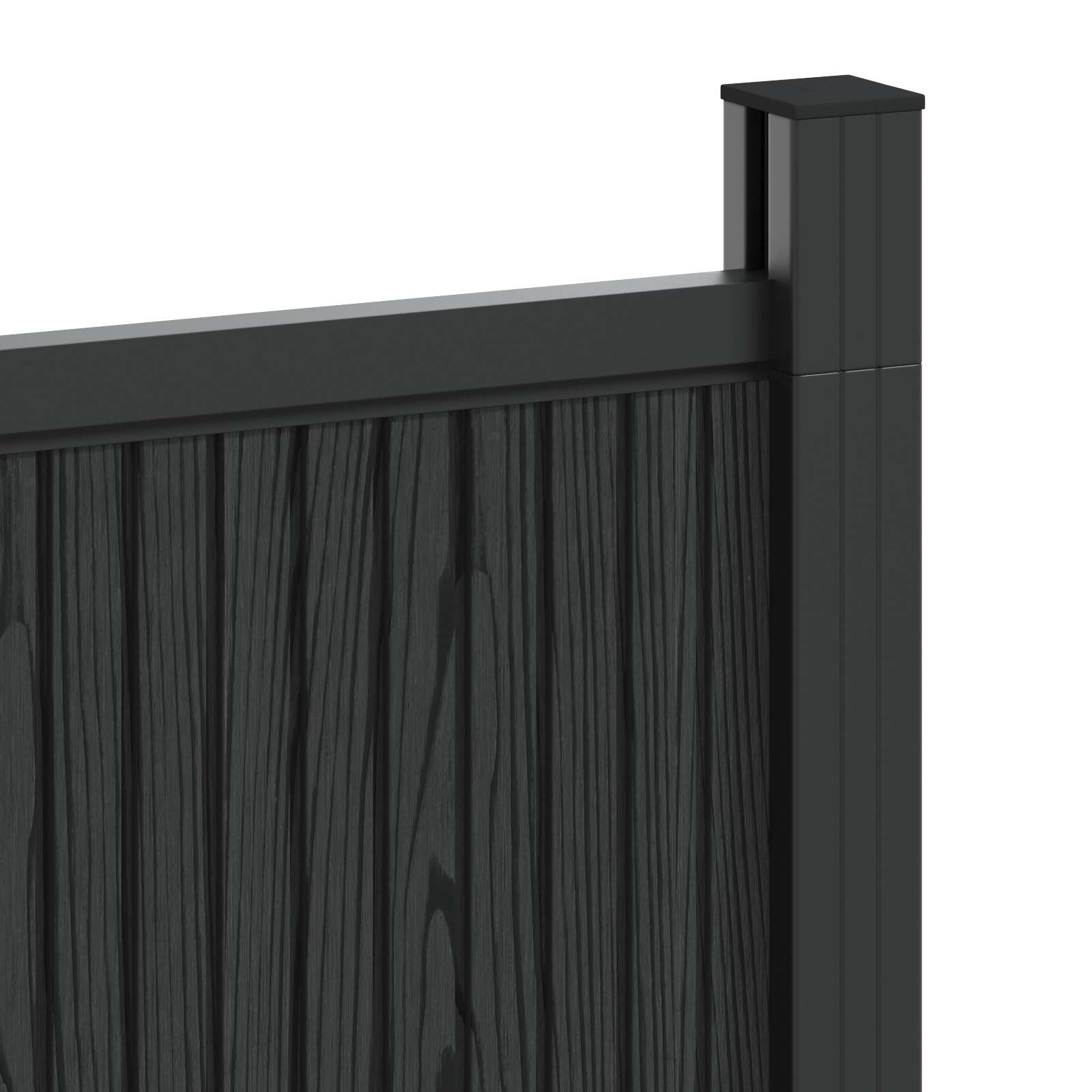 Hekpaneel 5 pcs WPC en Aluminium Zwart