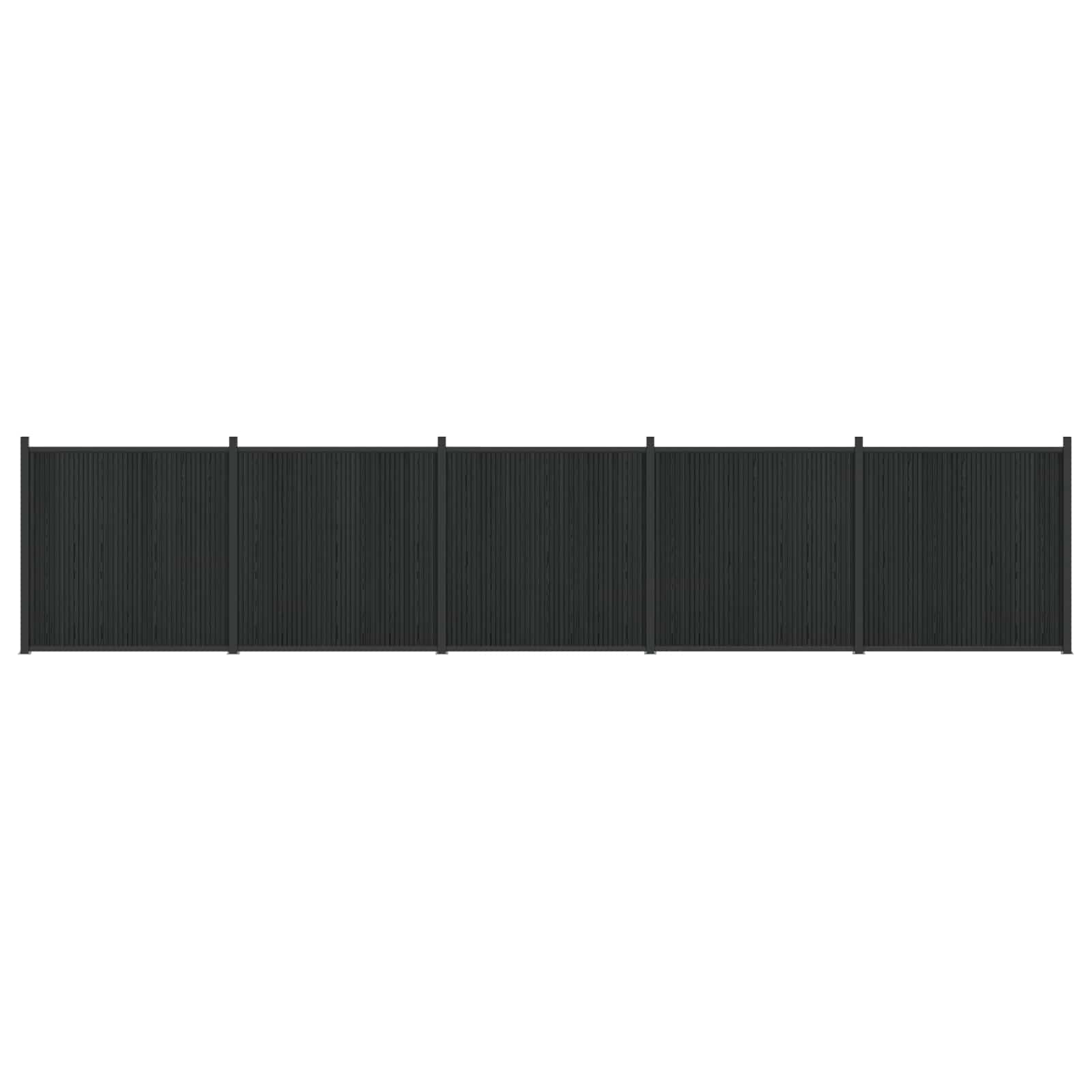 Hekpaneel 5 pcs WPC en Aluminium Zwart