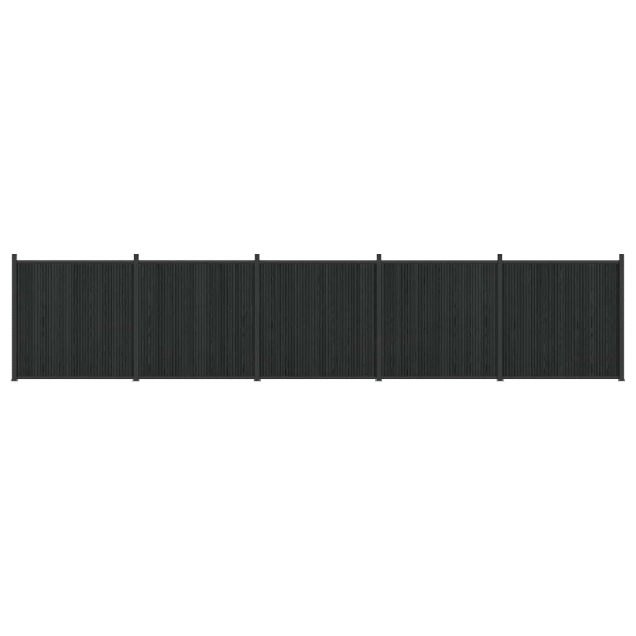 Hekpaneel 5 pcs WPC en Aluminium Zwart