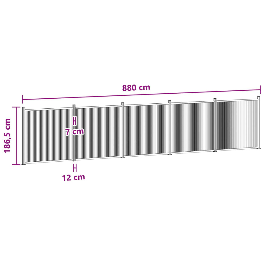 Hekpaneel 5 pcs WPC en Aluminium Zwart