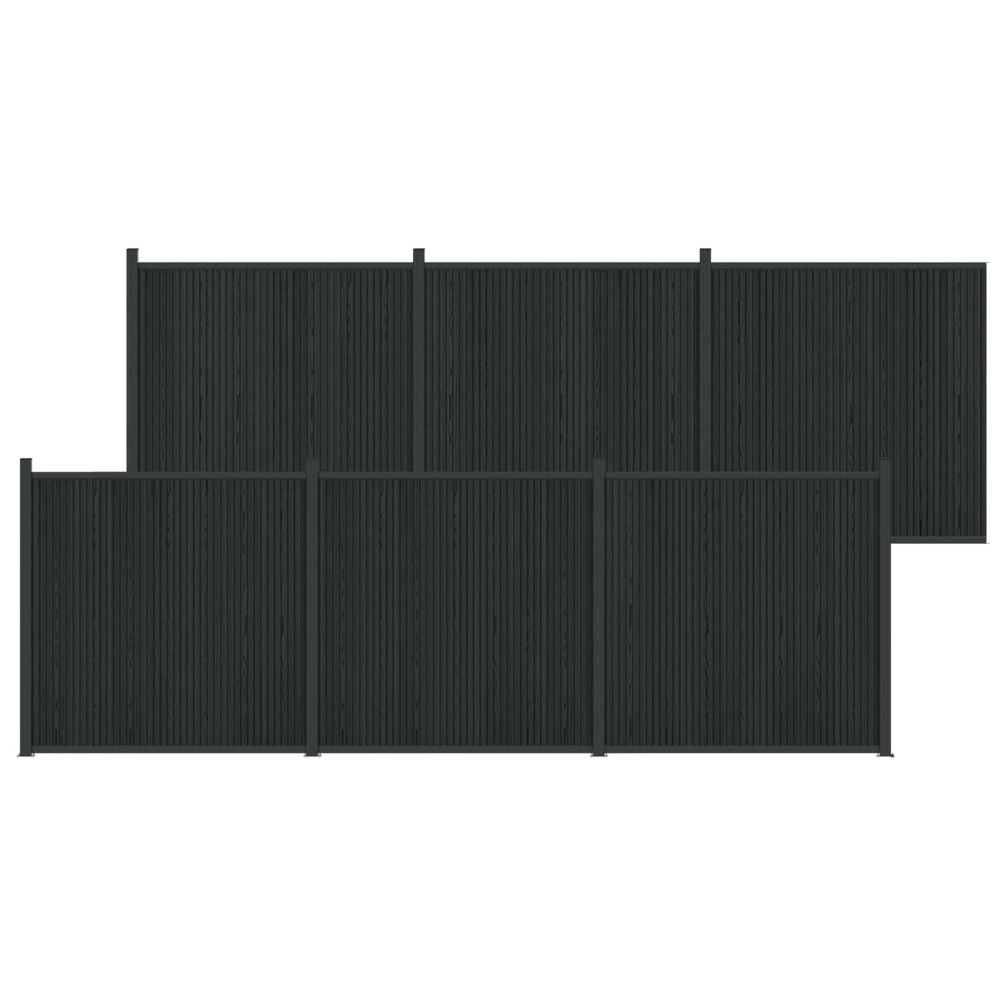 Hekpaneel 6 pcs WPC en Aluminium Zwart