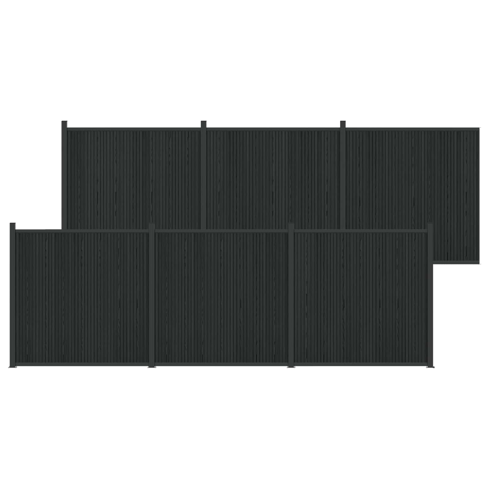 Hekpaneel 6 pcs WPC en Aluminium Zwart