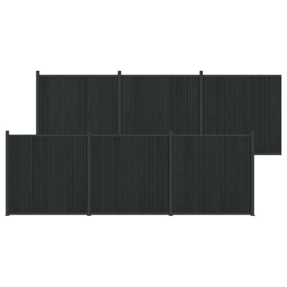 Hekpaneel 6 pcs WPC en Aluminium Zwart
