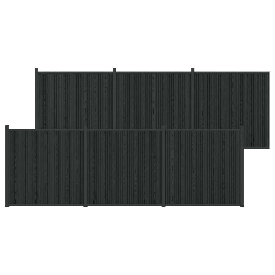 Hekpaneel 6 pcs WPC en Aluminium Zwart