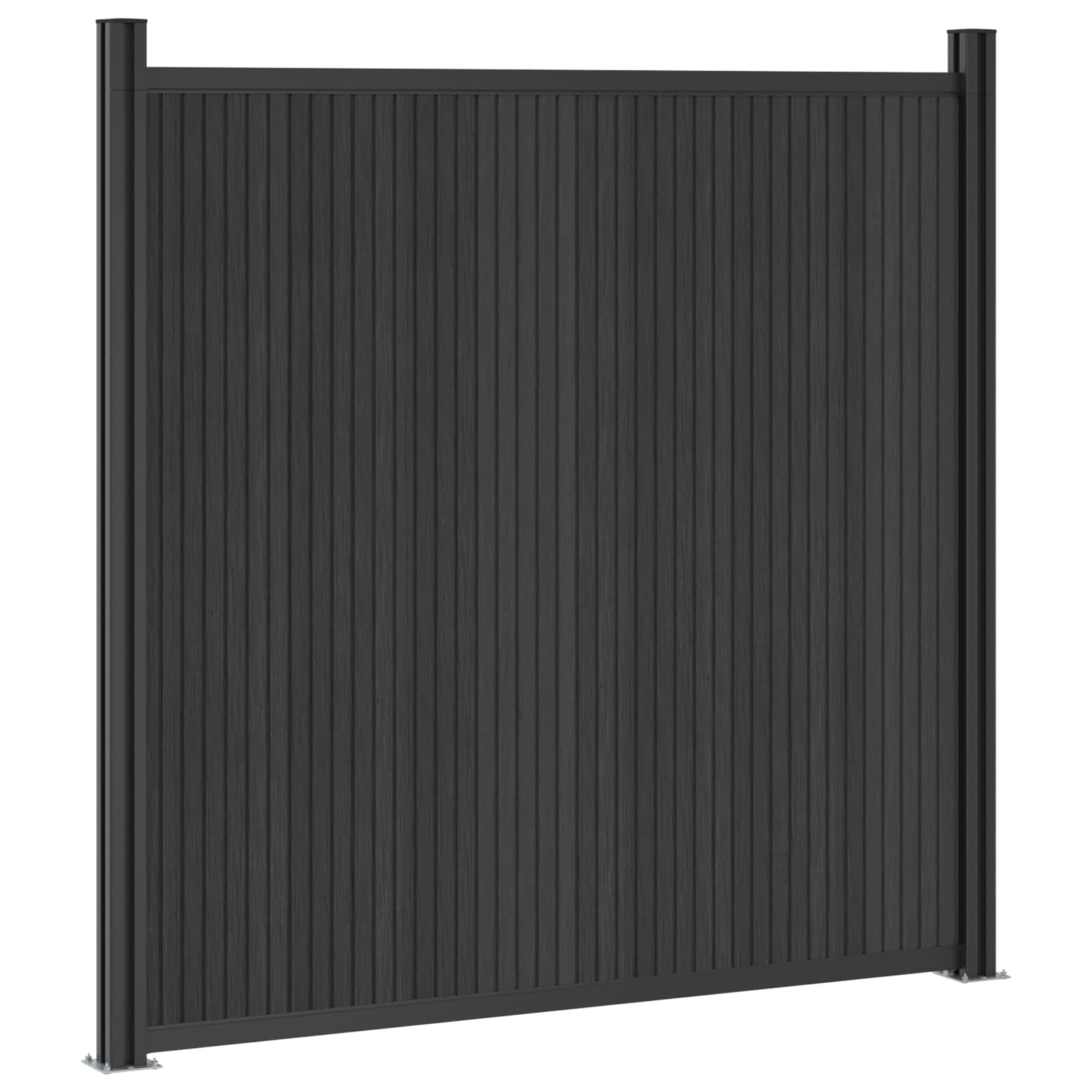 Hekpaneel 6 pcs WPC en Aluminium Zwart