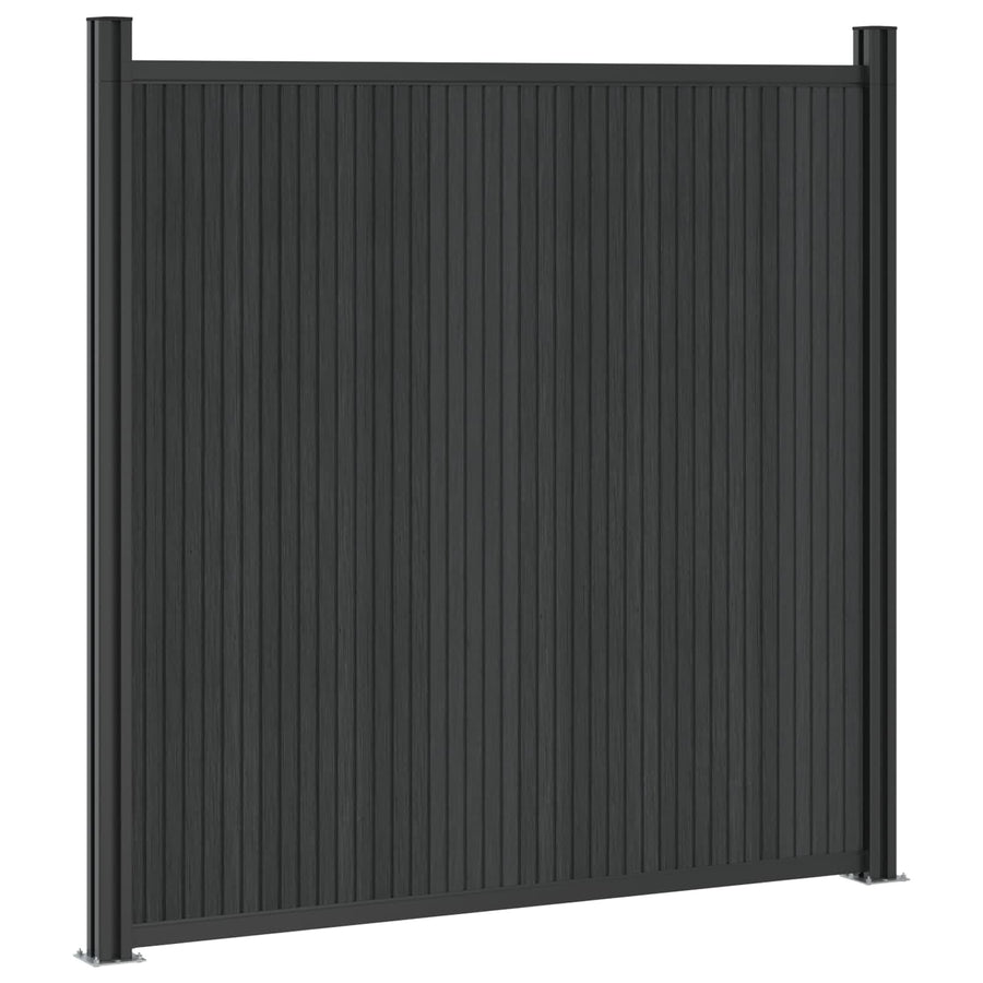 Hekpaneel 6 pcs WPC en Aluminium Zwart