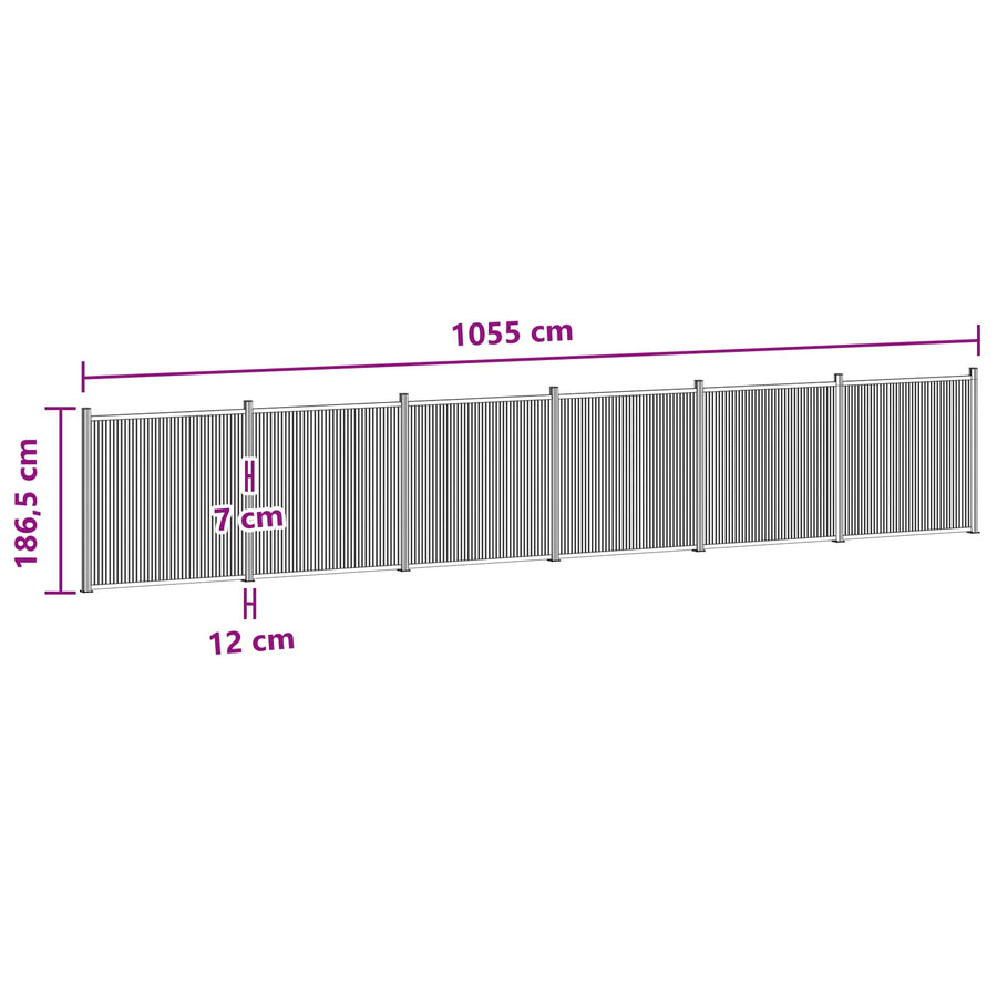 Hekpaneel 6 pcs WPC en Aluminium Zwart