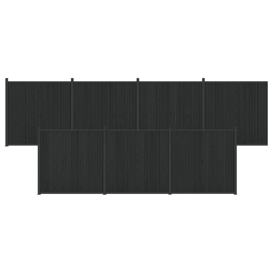 Hekpaneel 7 pcs WPC en Aluminium Zwart