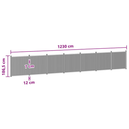 Hekpaneel 7 pcs WPC en Aluminium Zwart