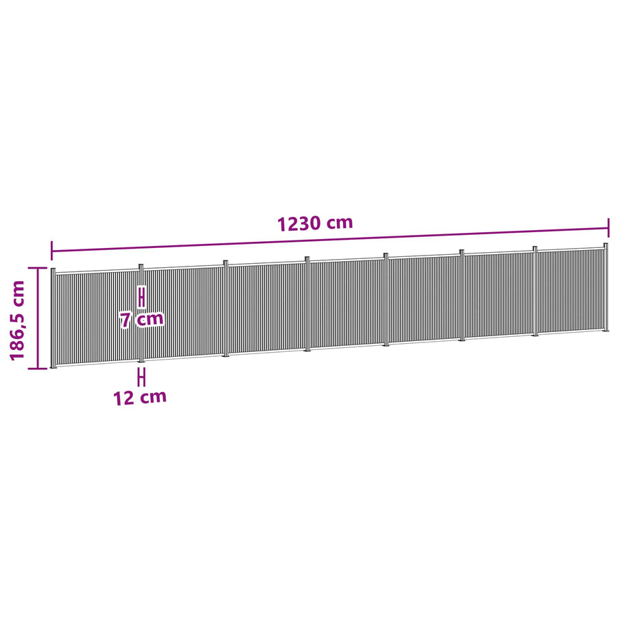 Hekpaneel 7 pcs WPC en Aluminium Zwart