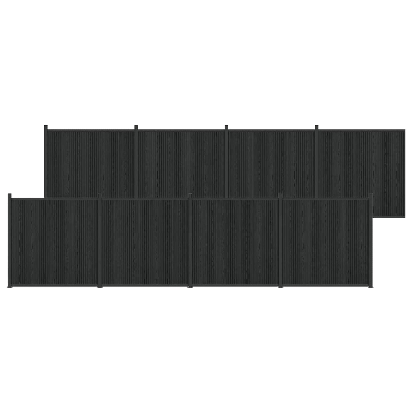 Hekpaneel 8 pcs WPC en Aluminium Zwart