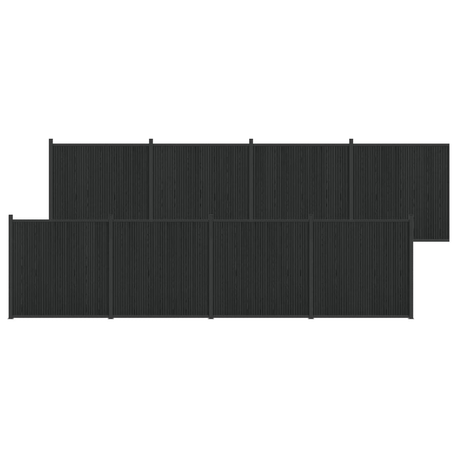 Hekpaneel 8 pcs WPC en Aluminium Zwart