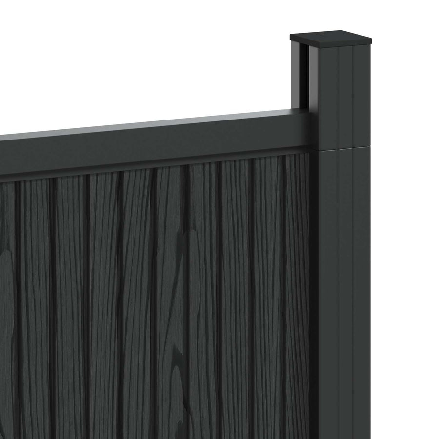 Hekpaneel 9 pcs WPC en Aluminium Zwart