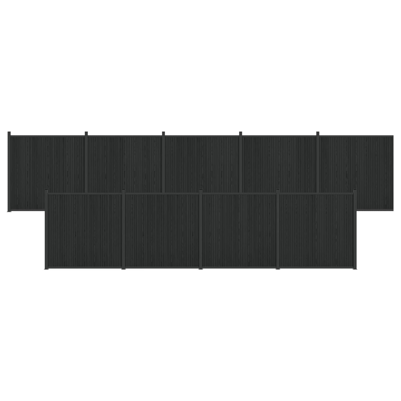 Hekpaneel 9 pcs WPC en Aluminium Zwart