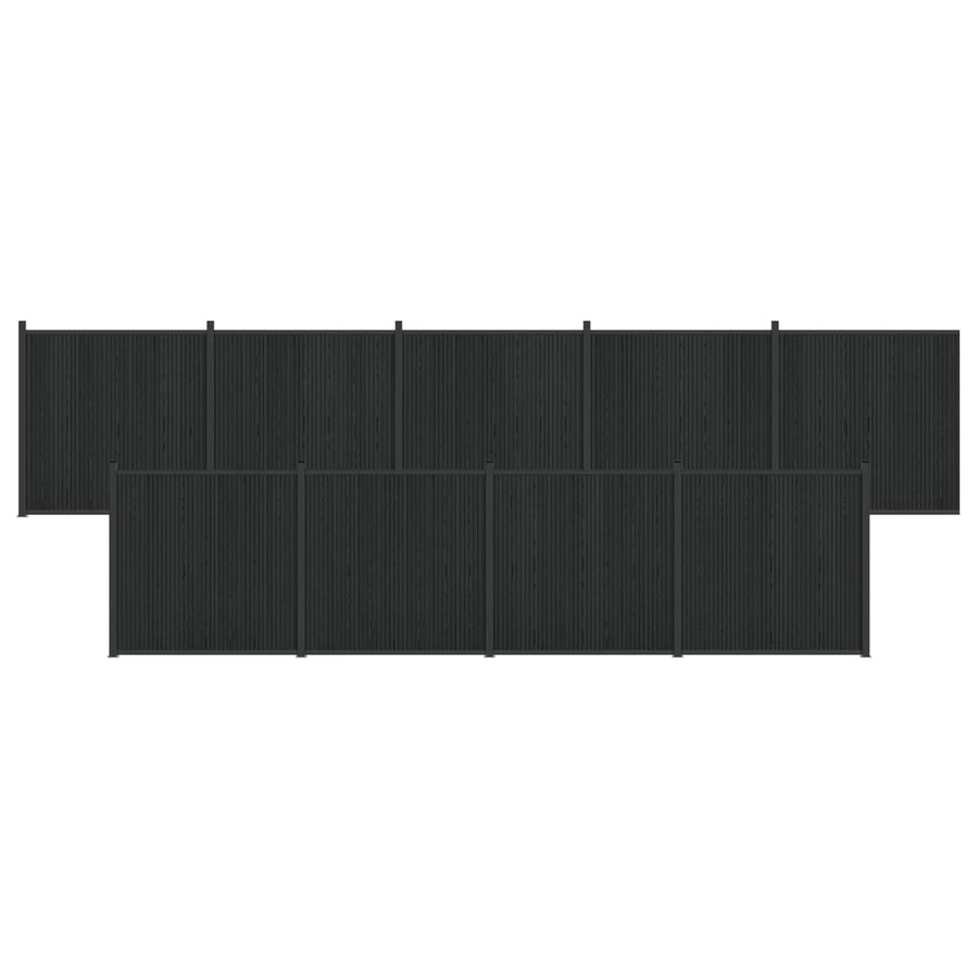 Hekpaneel 9 pcs WPC en Aluminium Zwart
