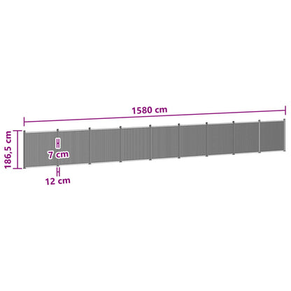 Hekpaneel 9 pcs WPC en Aluminium Zwart