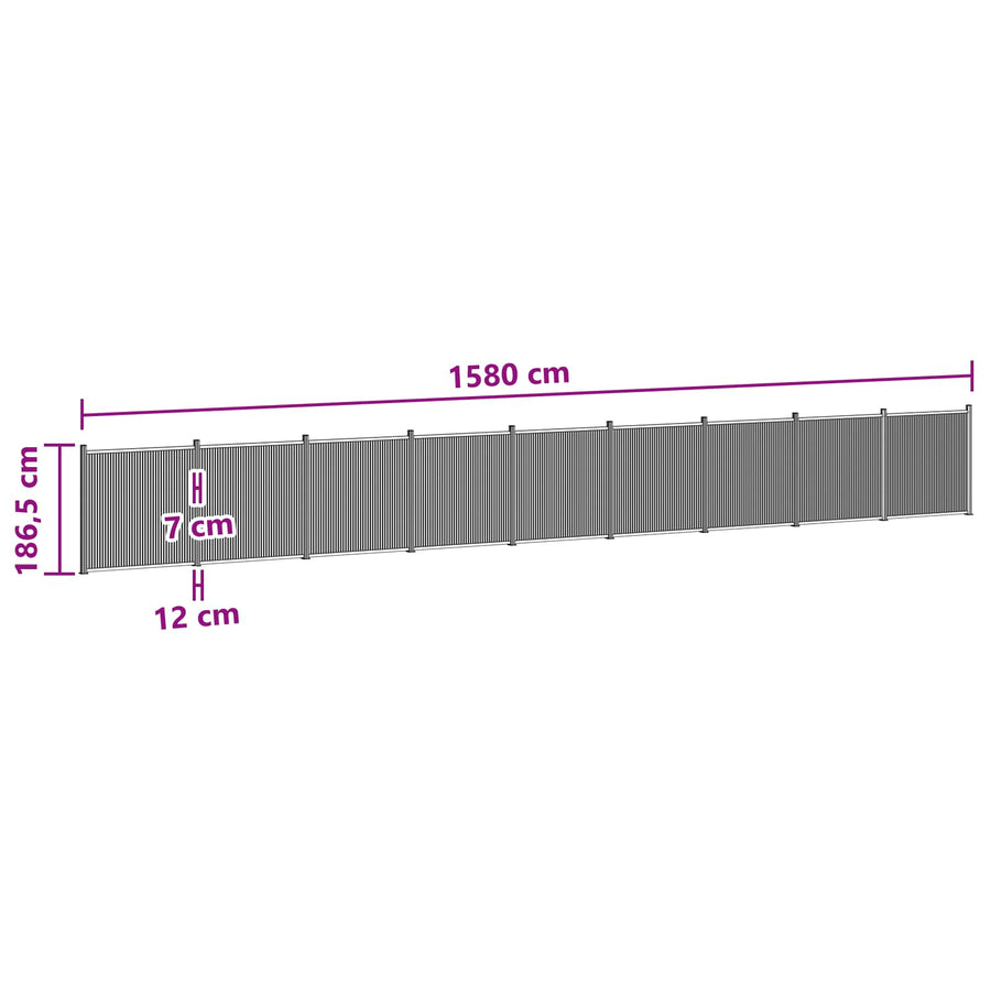 Hekpaneel 9 pcs WPC en Aluminium Zwart