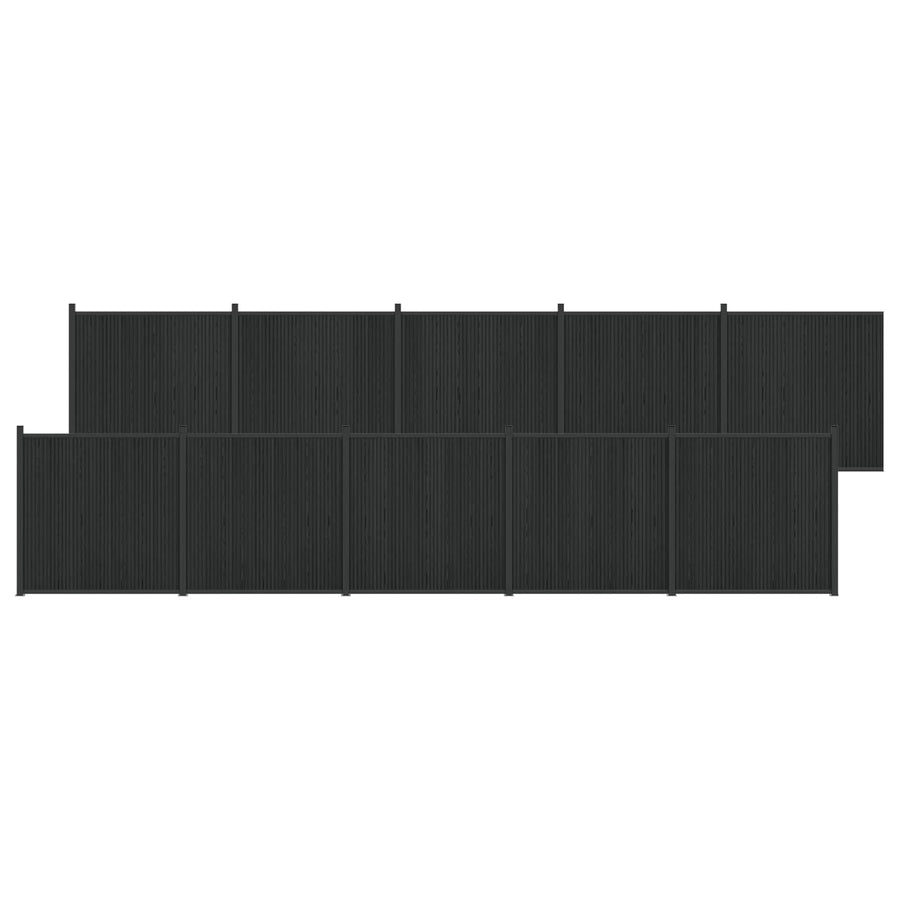 Hekpaneel 10 pcs WPC en Aluminium Zwart