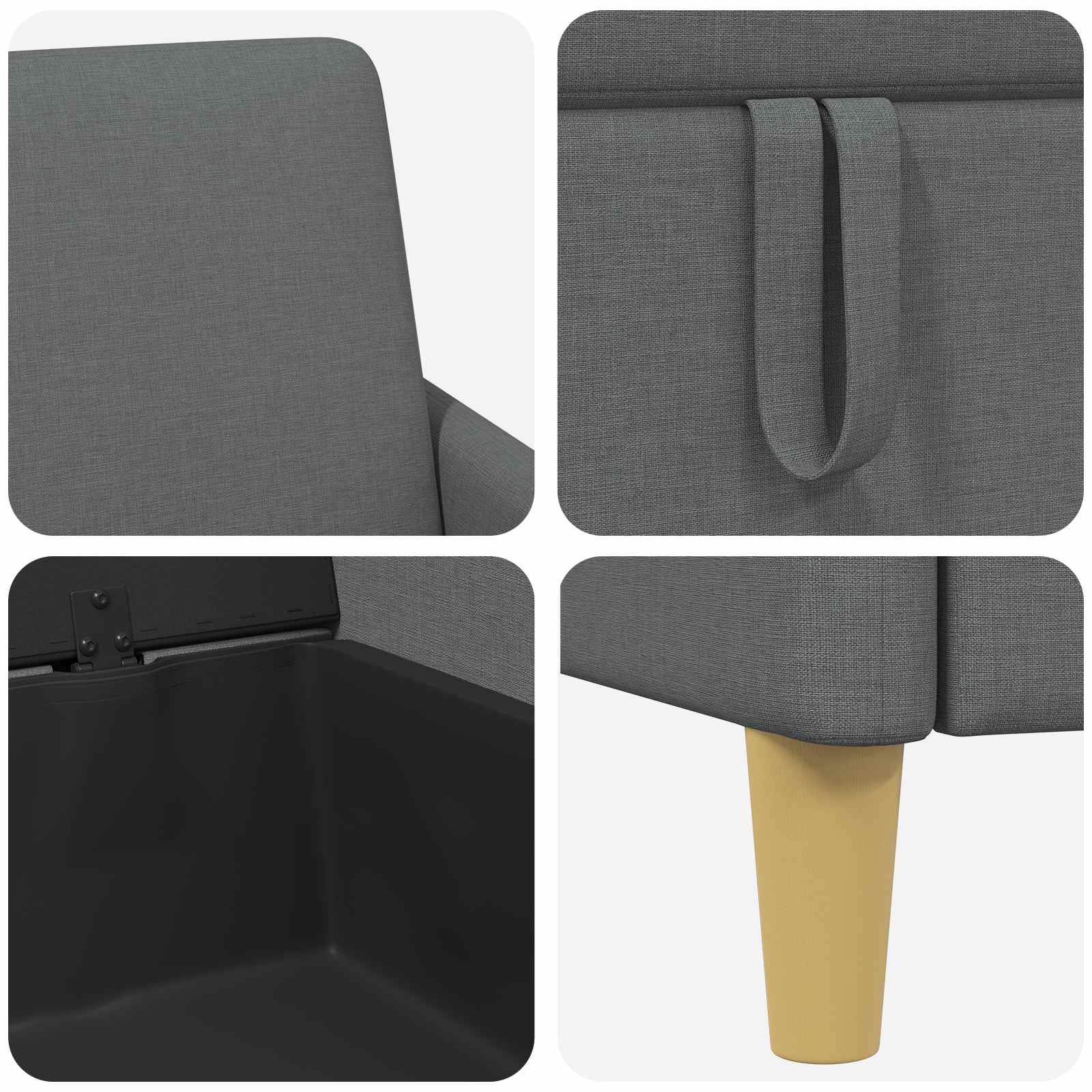 Bank met opslag Donkergrijs 72 x 78 x 87 cm Polyester