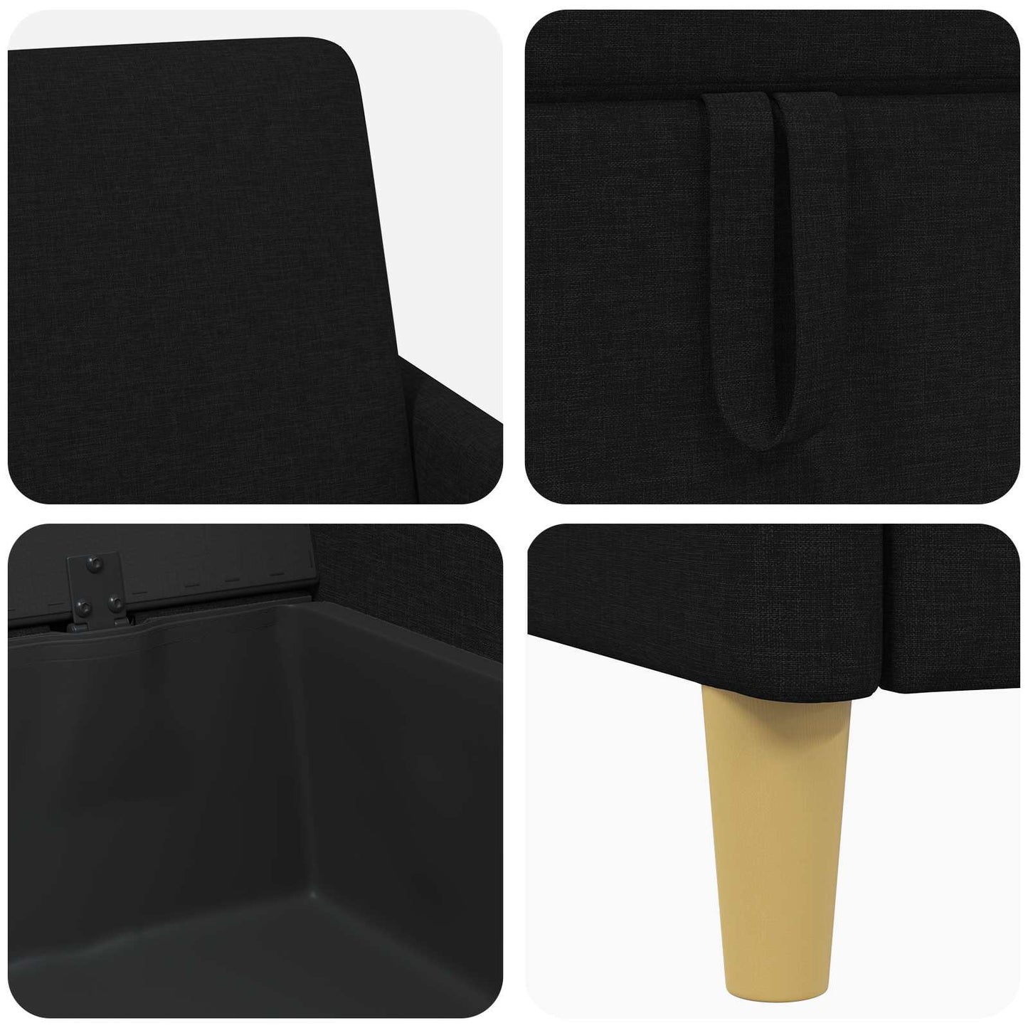 Bank met opslag Zwart 72 x 78 x 87 cm Polyester