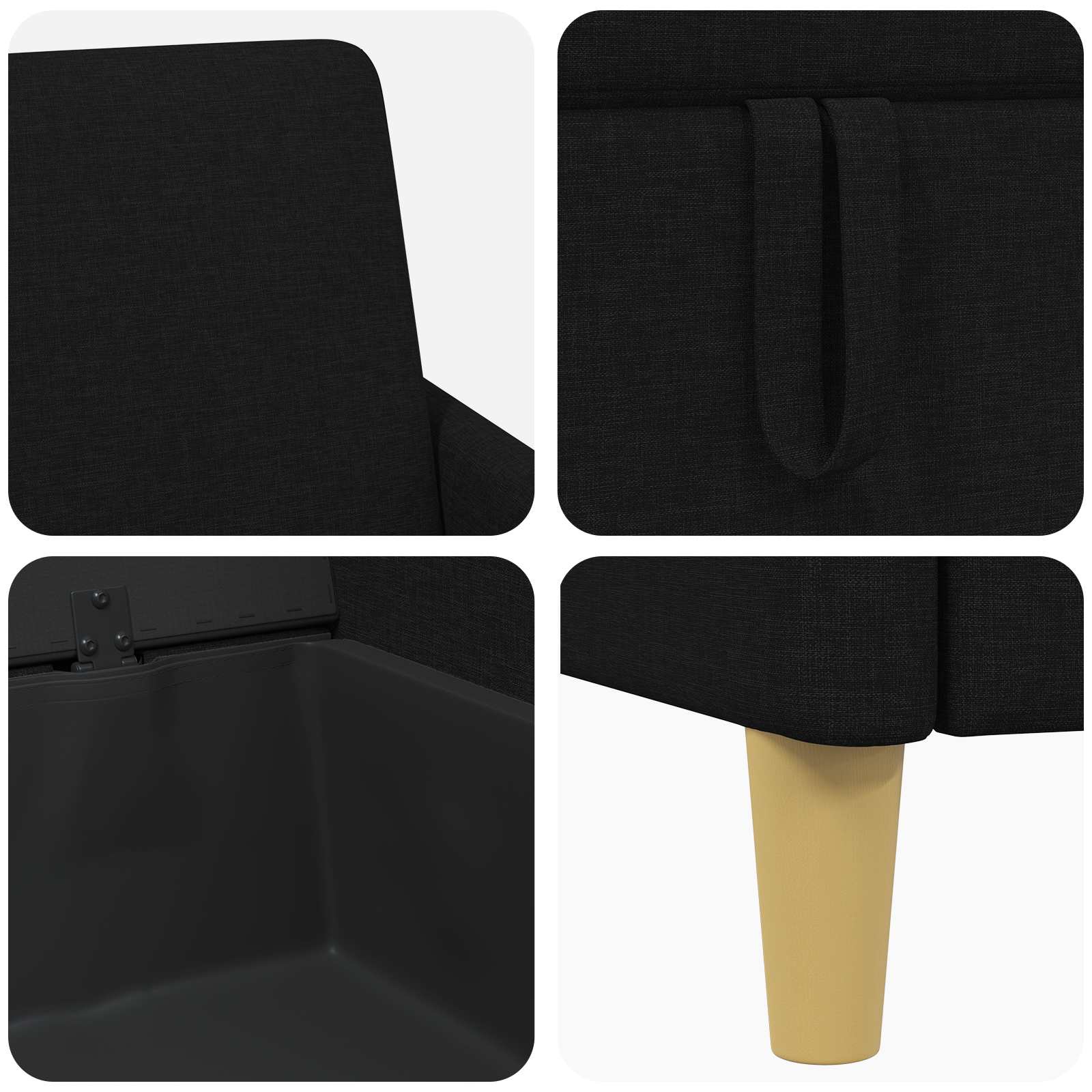 Bank met opslag Zwart 72 x 78 x 87 cm Polyester