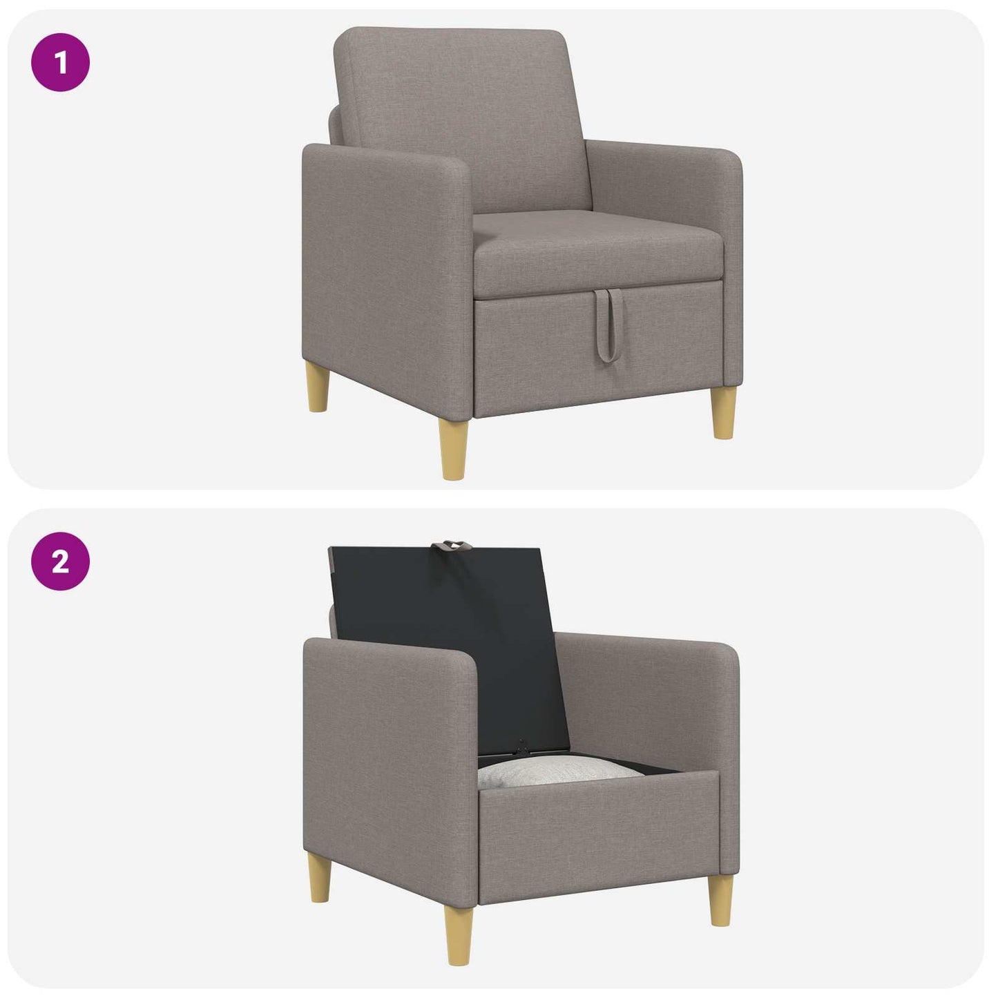 Bank met opslag Taupe 72 x 78 x 87 cm Polyester