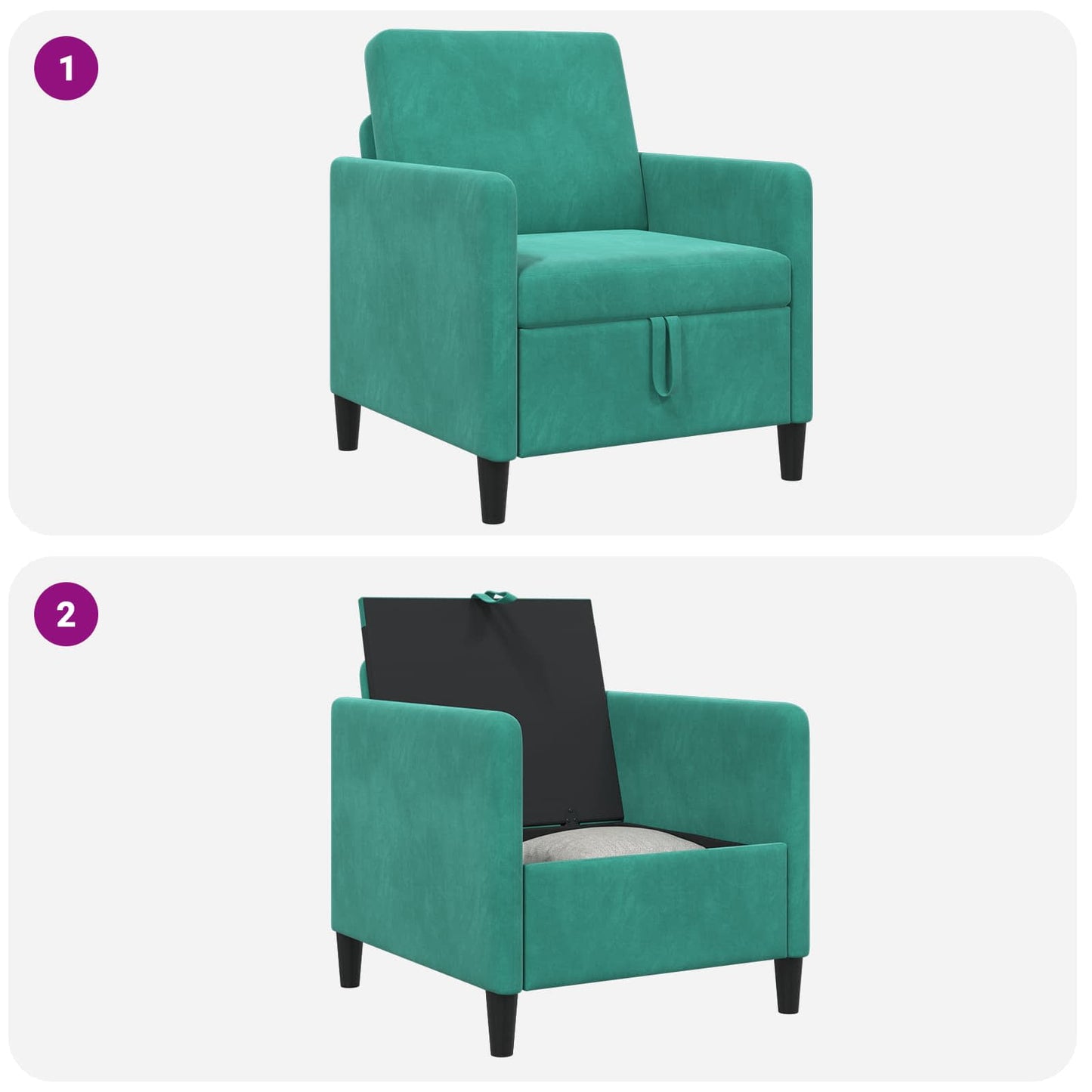 Bank met opslag Turquoise 72 x 78 x 87 cm Polyester