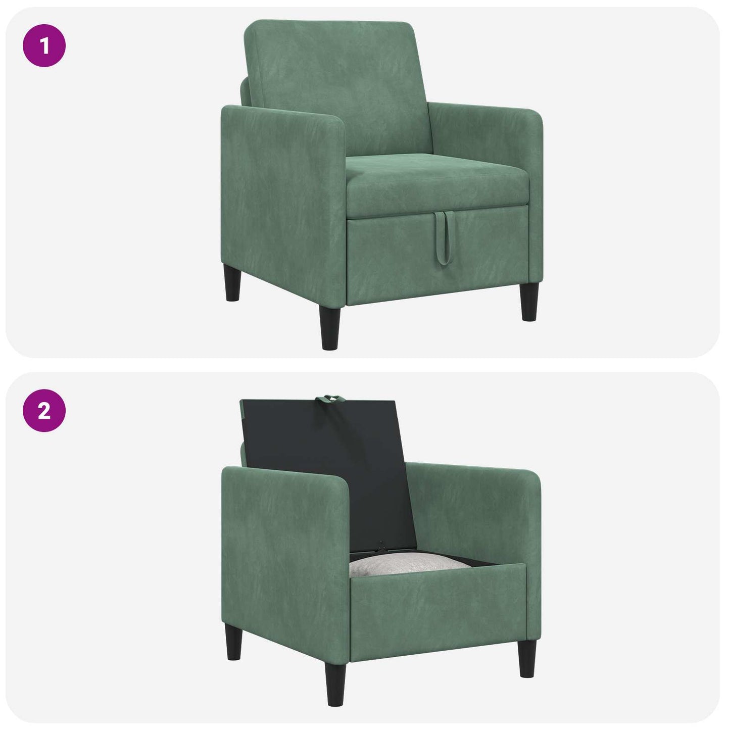 Bank met opslag Zeegroen 72 x 78 x 87 cm Polyester
