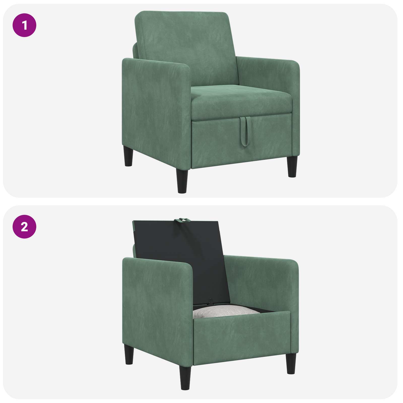 Bank met opslag Zeegroen 72 x 78 x 87 cm Polyester