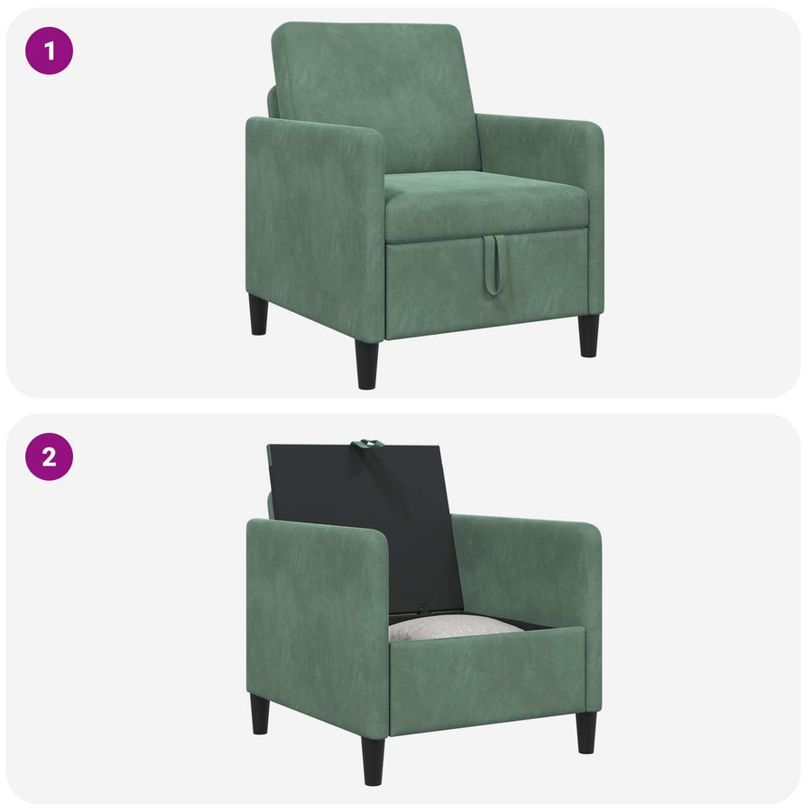 Bank met opslag Zeegroen 72 x 78 x 87 cm Polyester