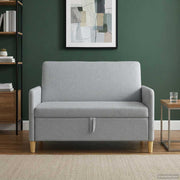 Bank met opbergruimte lichtgrijs 122x78x87 cm polyester