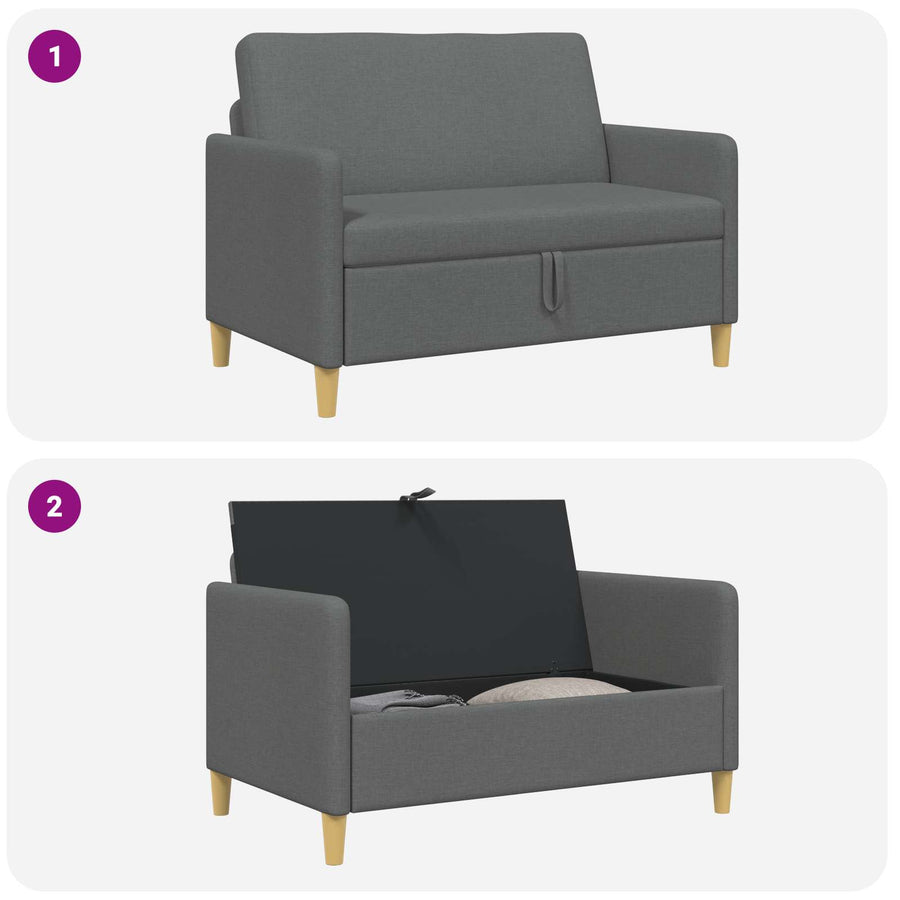 Bank met opslag Donkergrijs 122 x 78 x 87 cm Polyester