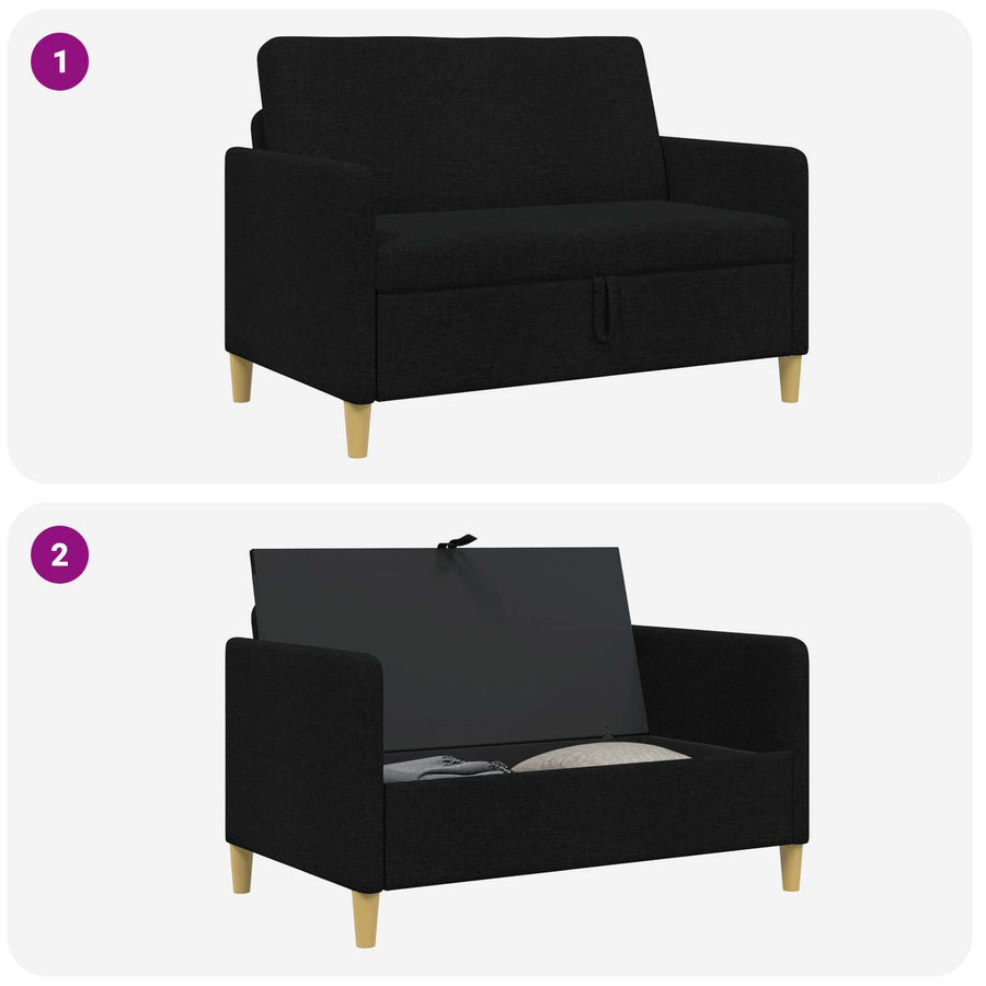 Bank met opslag Zwart 122 x 78 x 87 cm Polyester