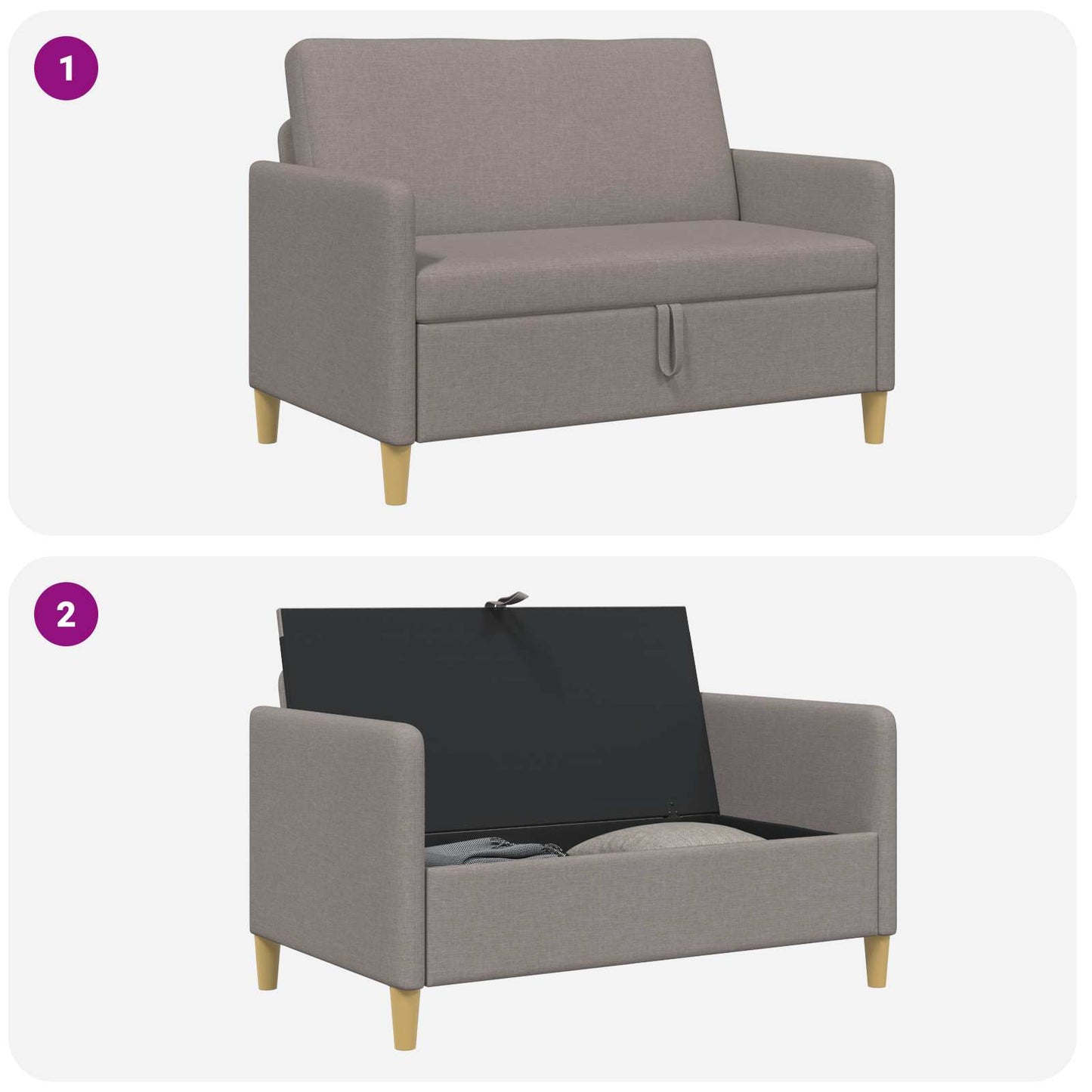 Bank met opslag Taupe 122 x 78 x 87 cm Polyester