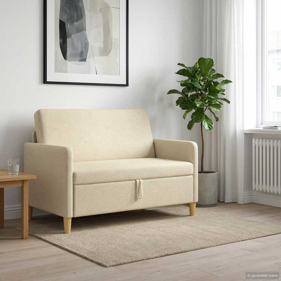 Bank met opslag Crèmekleurig 122 x 78 x 87 cm Polyester