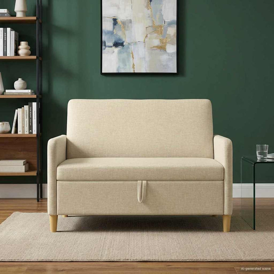 Bank met opslag Crèmekleurig 122 x 78 x 87 cm Polyester