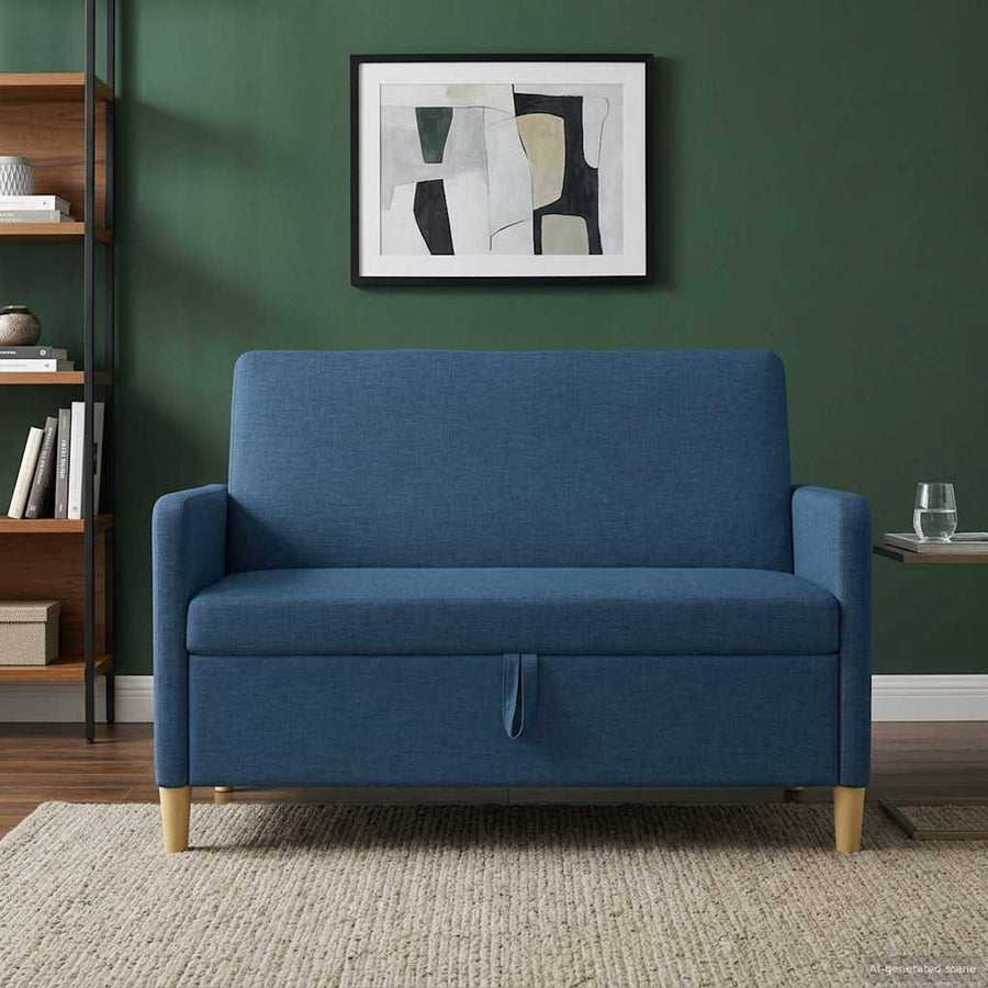 Bank met opslag Blauw 122 x 78 x 87 cm Polyester